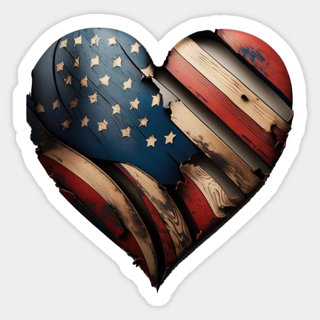 Patriotic Heart - Tattered but Still Strong Sticker by BeachBumPics